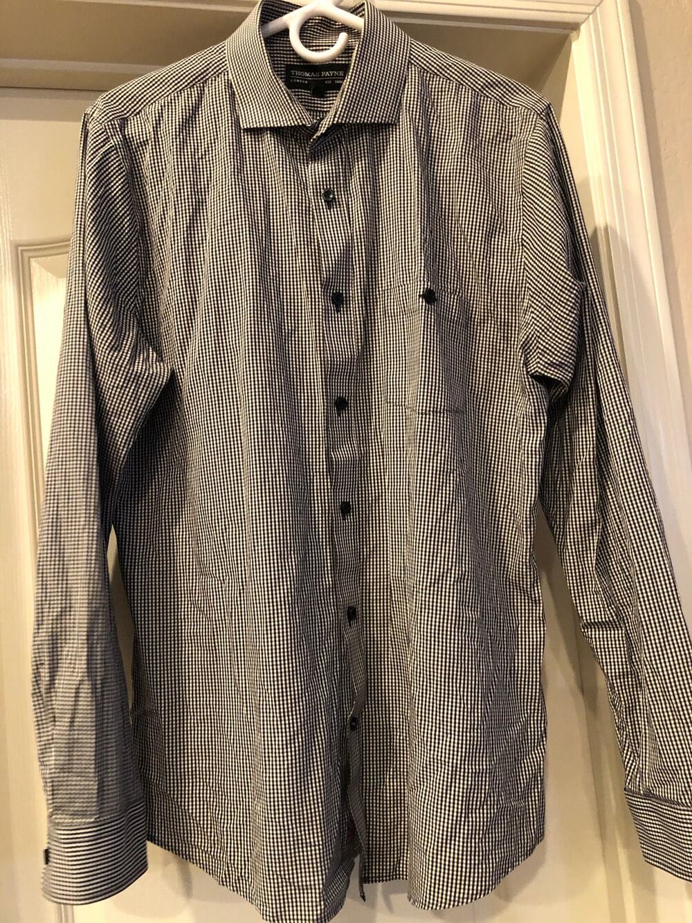 Thomas Payne London mens dress shirt B&W sz L